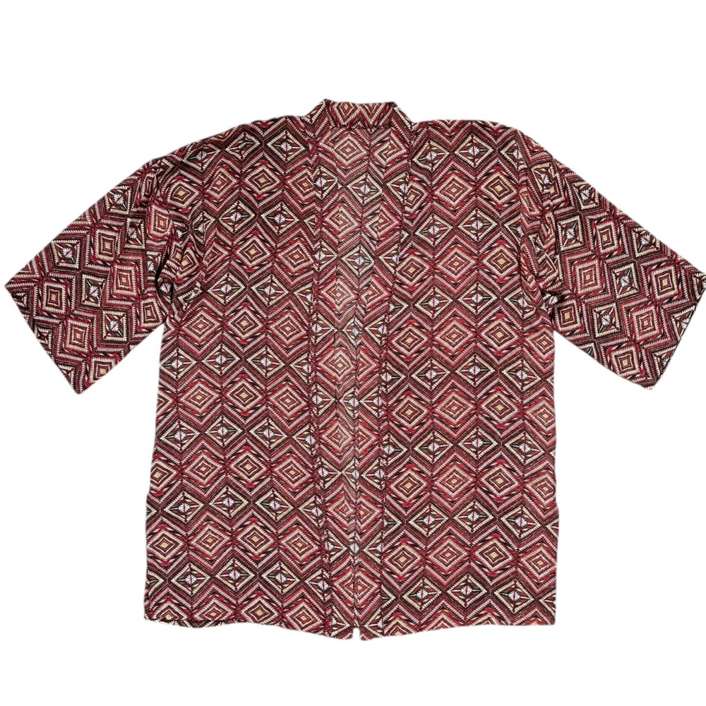 F21 👘 Red & Black Patterned Kimono Robe - Picture 2 of 8